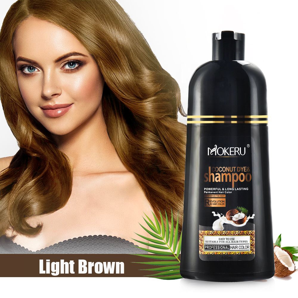 MOKERU Natural Coconut Oil Essence Hair Dye, Light Brown